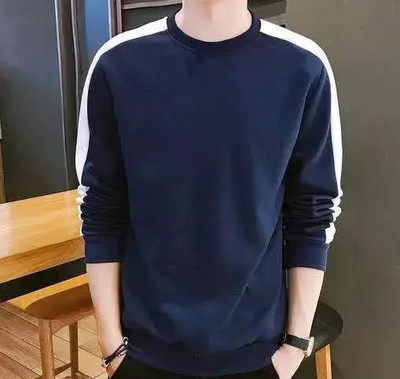 Clickwell Trend Solid Men Round Neck Reversible Blue T-Shirt
