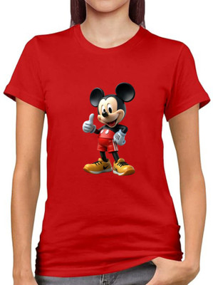 Gujjuunicorns Printed Women Round Neck Red T-Shirt