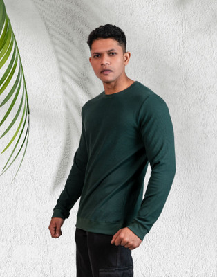 Lynx Solid Men Crew Neck Green T-Shirt