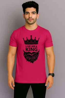 allytrue Solid Men Round Neck Pink T-Shirt