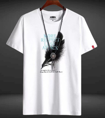 stylesmyth Printed Men Round Neck White T-Shirt