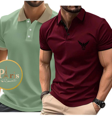 VOID & VOGUE Printed Men Polo Neck Multicolor T-Shirt