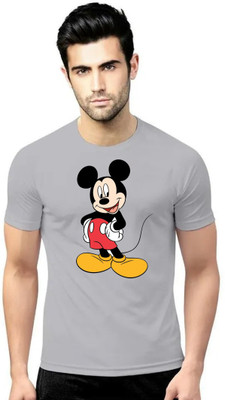ManGOD Printed Men Round Neck Grey T-Shirt