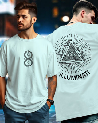 GESPO Printed Men Round Neck Light Blue T-Shirt