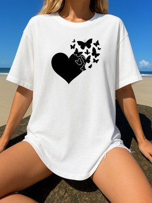 SZN Graphic Print Women Round Neck White T-Shirt