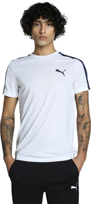 PUMA Solid Men Crew Neck White T-Shirt