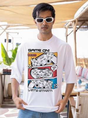 BonOrganik Printed Men Round Neck White T-Shirt