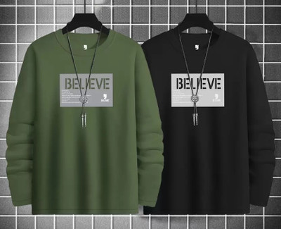 FabryKa Printed Men Round Neck Green, Black T-Shirt