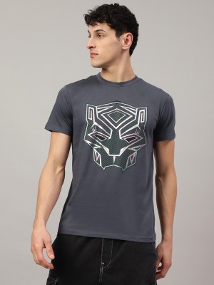 Free Authority Printed Men Round Neck Grey T-Shirt