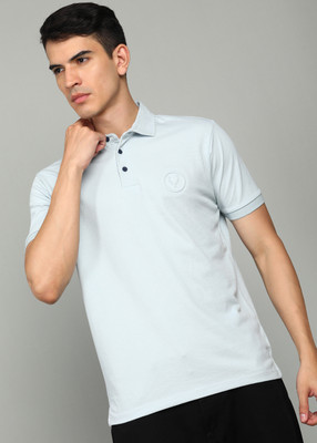 Allen Solly Solid Men Polo Neck Light Blue T-Shirt