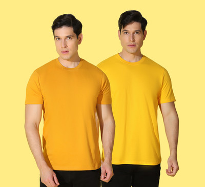 WOOSTRO Typography, Solid Men Round Neck Yellow T-Shirt