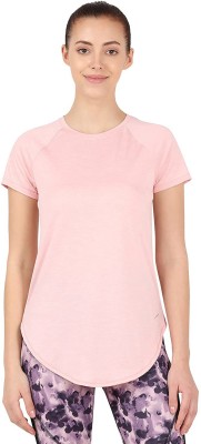 JOCKEY Solid Women Round Neck Pink T-Shirt