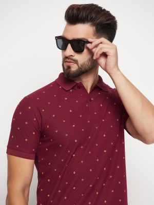 RARE Printed Men Polo Neck Maroon T-Shirt