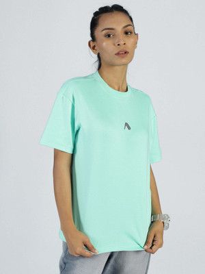 ALPMODE Graphic Print Women Round Neck Light Green T-Shirt