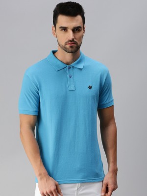 ONN Solid Men Polo Neck Blue T-Shirt