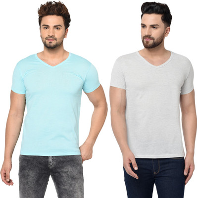 Adorbs Trend Solid Men V Neck White T-Shirt