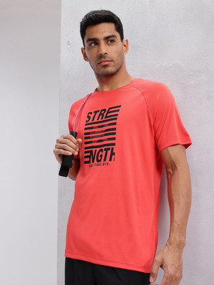 HRX by Hrithik Roshan Self Design Men Round Neck Red T-Shirt