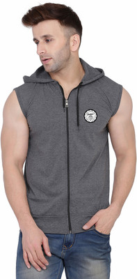 GEUM Printed Men Hooded Neck Grey T-Shirt