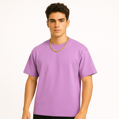 SONI BROS Solid Men Round Neck Purple T-Shirt