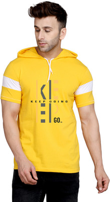 TEEFOX Printed Men Round Neck Yellow T-Shirt