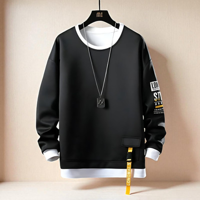 FASHIUM Printed Men Round Neck Black T-Shirt