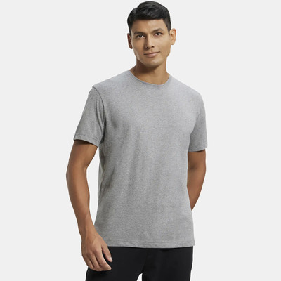 JOCKEY Solid Men Round Neck Grey T-Shirt