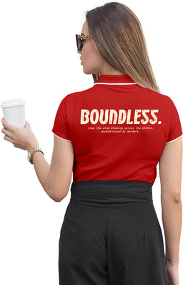 Fighterhero Printed Women Polo Neck Red T-Shirt