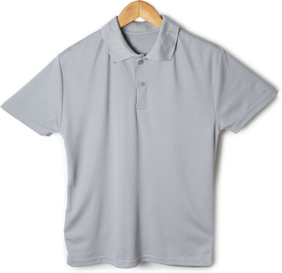 Global Hub Solid Men Polo Neck Grey T-Shirt