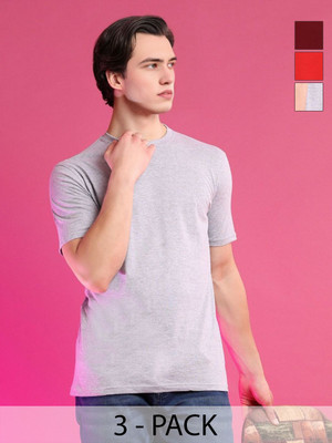 Moda Rapido Solid Men Round Neck Grey T-Shirt