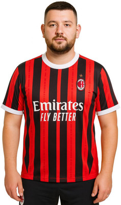 yclothy Printed, Striped Men Round Neck Red, Black T-Shirt