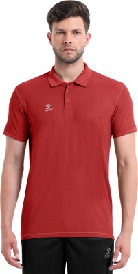 Shrey Solid Men Polo Neck Maroon T-Shirt