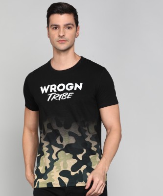 WROGN Printed Men Round Neck Black T-Shirt