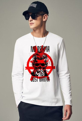 Aditi Fashion Printed, Typography Men Round Neck White T-Shirt