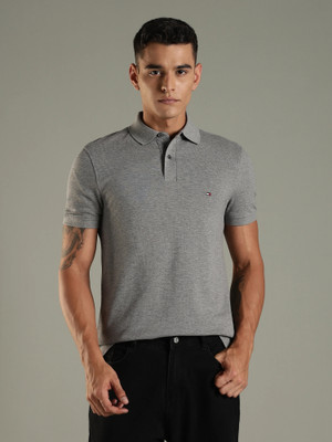 TOMMY HILFIGER Solid Men Polo Neck Grey T-Shirt