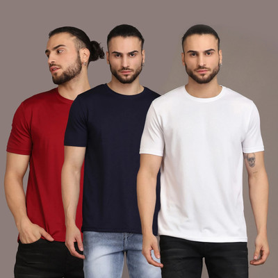 Lakshya Fashions Solid Men Round Neck Multicolor T-Shirt