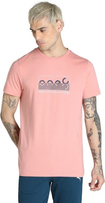 PUMA Graphic Print Men Round Neck Pink T-Shirt