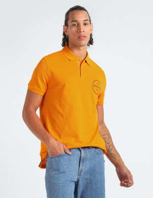 TOMMY HILFIGER Graphic Print Men Polo Neck Orange T-Shirt