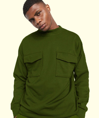 Styvibe Solid Men Round Neck Green T-Shirt