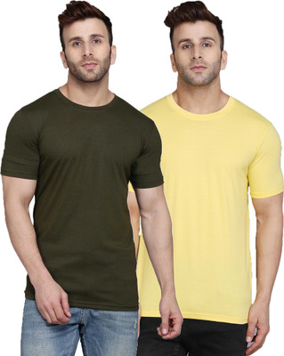 Cryptic Solid Men Round Neck Multicolor T-Shirt