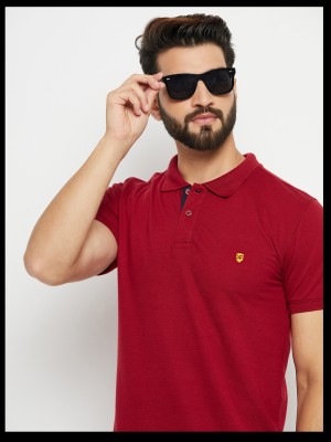 METRONAUT Solid Men Polo Neck Maroon T-Shirt