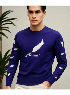 TrendShaper Printed Men Round Neck Navy Blue T-Shirt