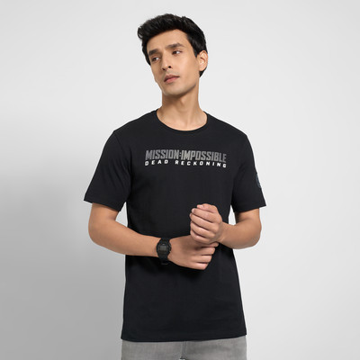 Sf Jeansby Pantaloons Printed Men Round Neck Black T-Shirt