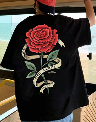 Rainbow Printed Men Round Neck Black T-Shirt