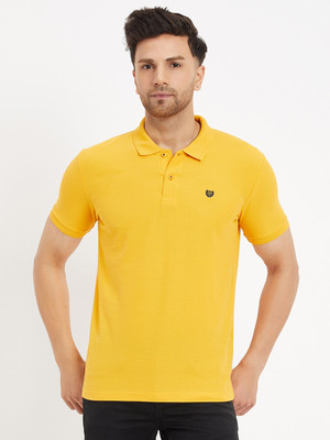 DUKE Solid Men Polo Neck Yellow T-Shirt