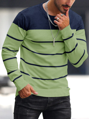 EyeBogler Striped Men Round Neck Green T-Shirt