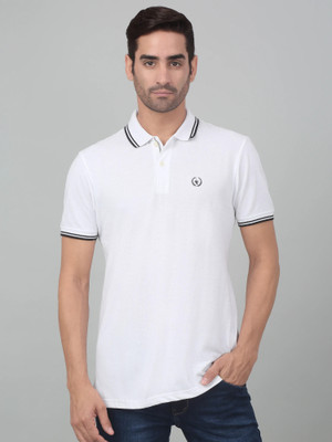 CANTABIL Solid Men Polo Neck White T-Shirt