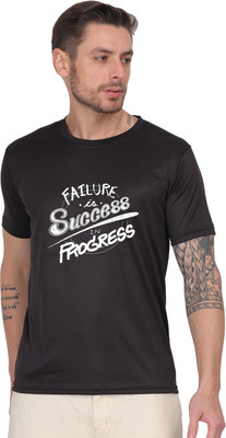 LIFE STYLE COMMERCE Typography Men Round Neck Black T-Shirt