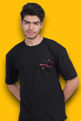 Styvibe Printed Men Round Neck Black T-Shirt