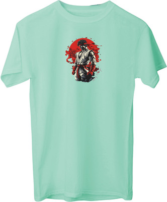 VIRAJ VINTAGE Printed Men Round Neck Light Blue T-Shirt