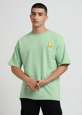 JP Creation Solid Men Round Neck Light Green T-Shirt